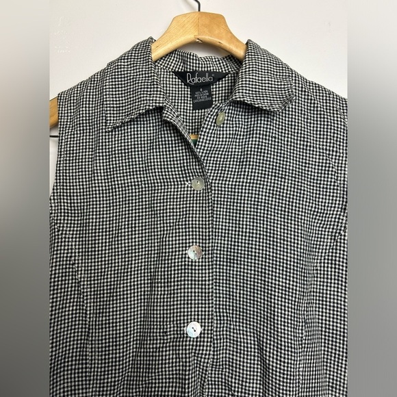 VTG Rafaella Y2K Size 8 100% Linen Checkered Black -White Cottage Holiday Edgy - Picture 7 of 15